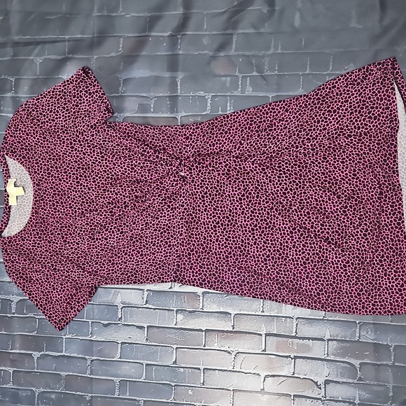 Michael Kors Cerise Pink Animal Print Ruched Faux-Wrap Sheath Dress nwt - Picture 2 of 9